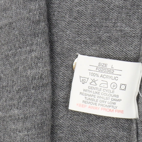 Joie de Vivre Women's Grey Cardigan - Size L, V-Neck