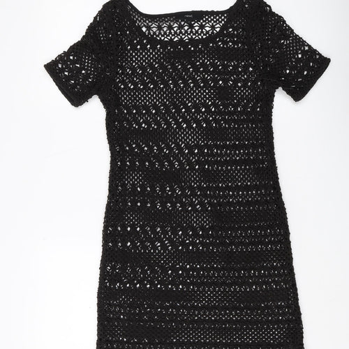 Next Women's Black Crochet Shift Dress Size 8