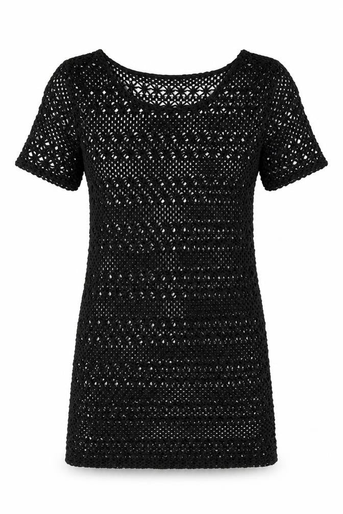 Front view of Next Women's Black Crochet Shift Dress, size 8