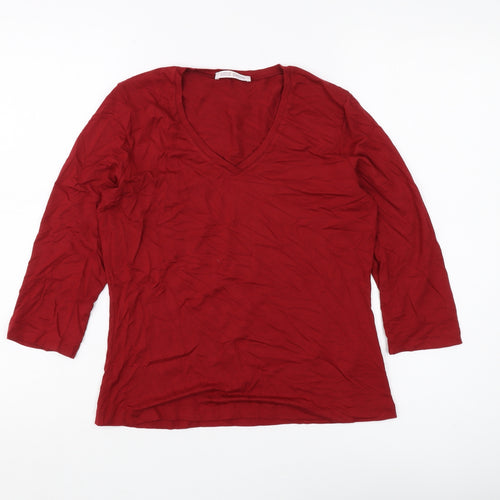 Marks and Spencer Women's Red V-Neck Top Size 12 Petite