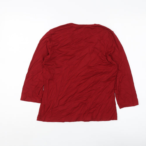 Marks and Spencer Women's Red V-Neck Top Size 12 Petite