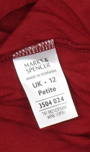 Marks and Spencer Women's Red V-Neck Top Size 12 Petite