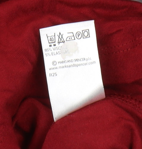 Marks and Spencer Women's Red V-Neck Top Size 12 Petite