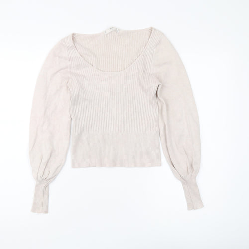 MNG Women's Beige Pullover Jumper, Size 8, Long Sleeve