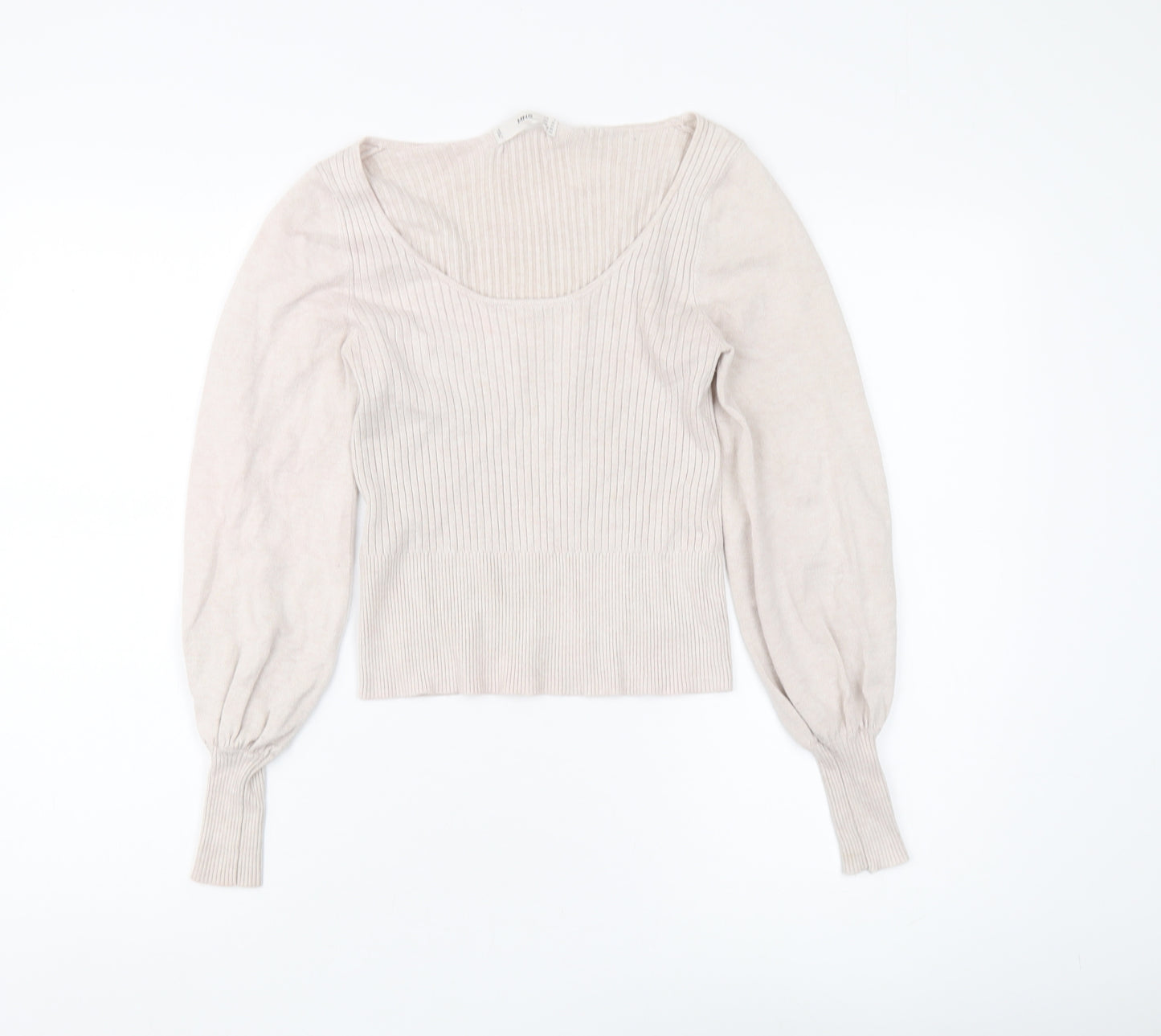 MNG Women's Beige Pullover Jumper, Size 8, Long Sleeve
