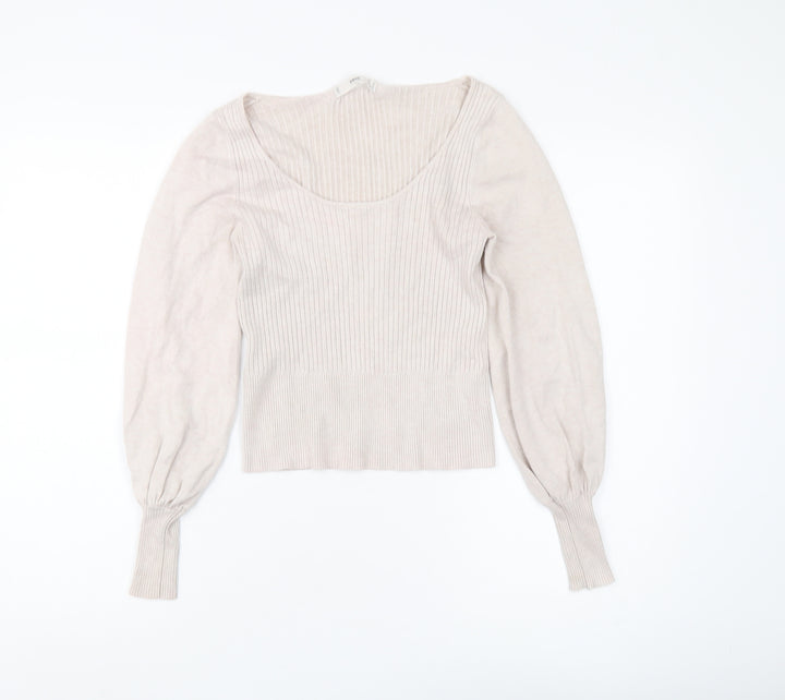MNG Women's Beige Pullover Jumper, Size 8, Long Sleeve