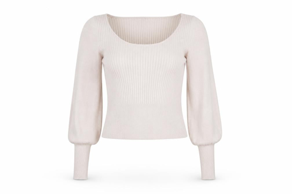 Front view of Mango Women's Beige jumper, size 8, Long Sleeve