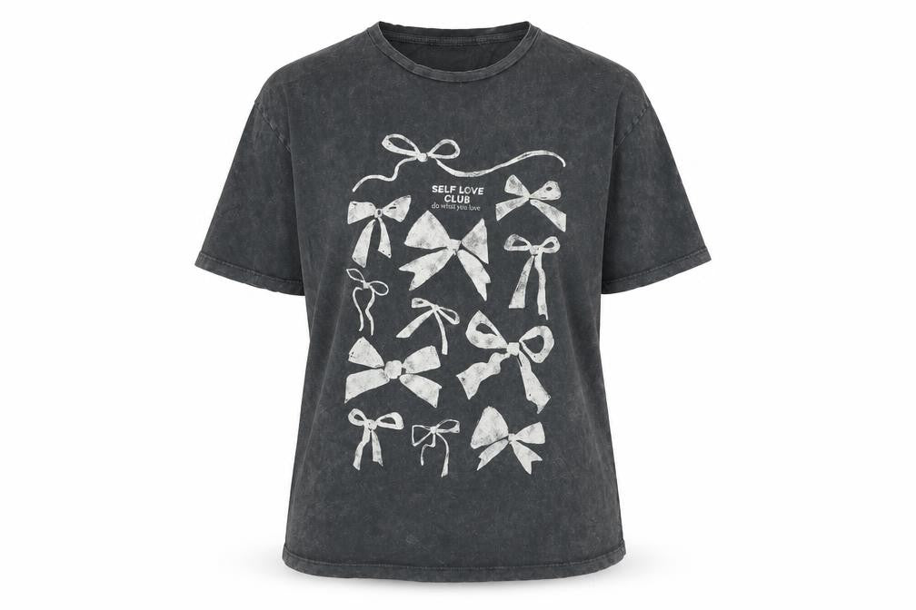 Front view of Stradivarius Black Women's Graphic T-Shirt, size M