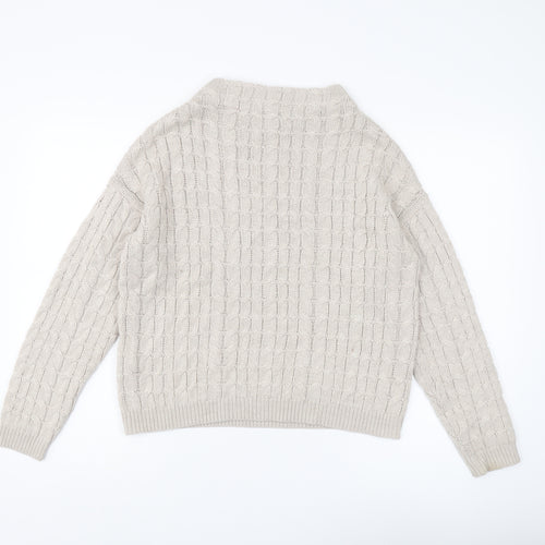 MNG Basics Women's Beige Cable Knit Jumper Size 10