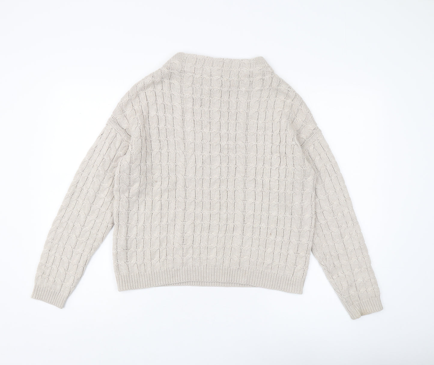 MNG Basics Women's Beige Cable Knit Jumper Size 10
