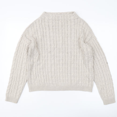 MNG Basics Women's Beige Cable Knit Jumper Size 10