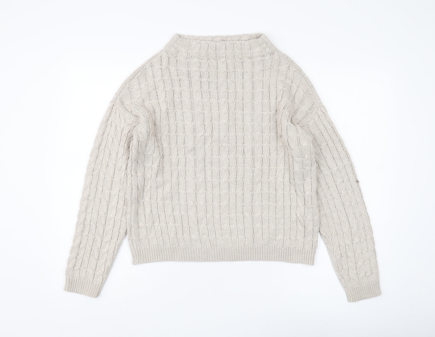MNG Basics Women's Beige Cable Knit Jumper Size 10