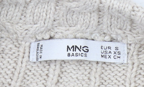 MNG Basics Women's Beige Cable Knit Jumper Size 10