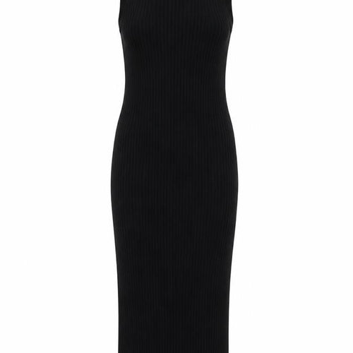 Zara Women Black XS High Neck Bodycon Midi Dress