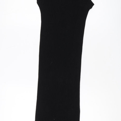 Zara Women Black XS High Neck Bodycon Midi Dress