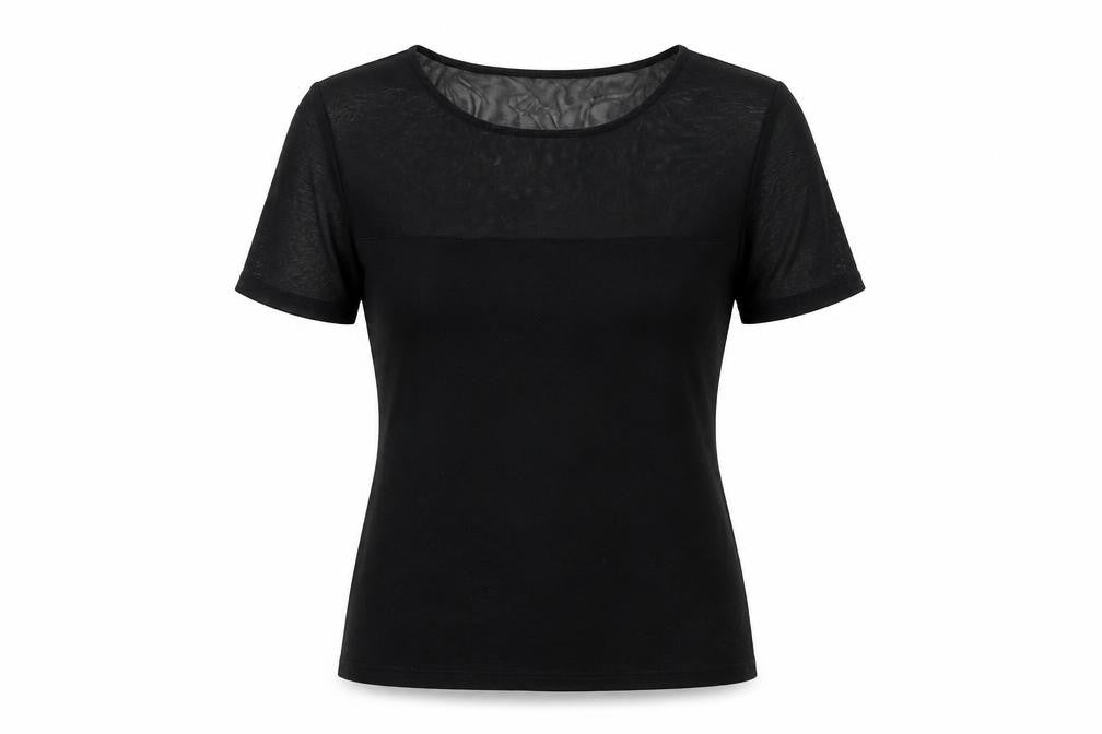 Front view of H&M Women's Black Short Sleeve Basic T-Shirt, size 10