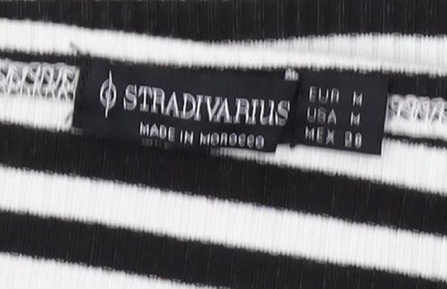 Stradivarius Women's Black Striped Cropped Top M