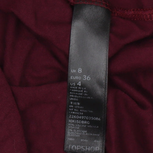 Topshop Women's Red Bodycon Dress Size 8