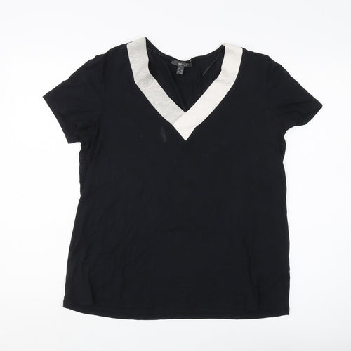 Esprit Women's Black Viscose T-Shirt, Size L, V-Neck