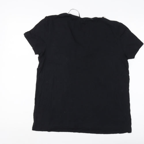 Esprit Women's Black Viscose T-Shirt, Size L, V-Neck