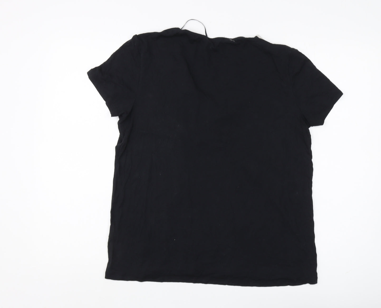 Esprit Women's Black Viscose T-Shirt, Size L, V-Neck