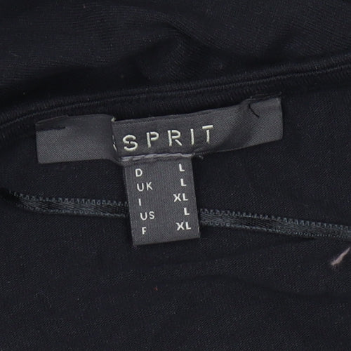Esprit Women's Black Viscose T-Shirt, Size L, V-Neck