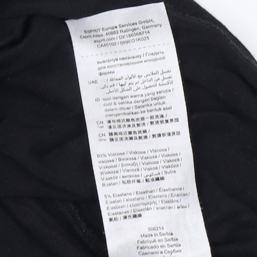 Esprit Women's Black Viscose T-Shirt, Size L, V-Neck