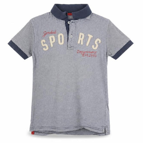 H&M Boys Grey Striped Polo T-Shirt 9-10 Years - Sports Logo