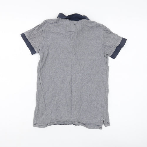 H&M Boys Grey Striped Polo T-Shirt 9-10 Years - Sports Logo