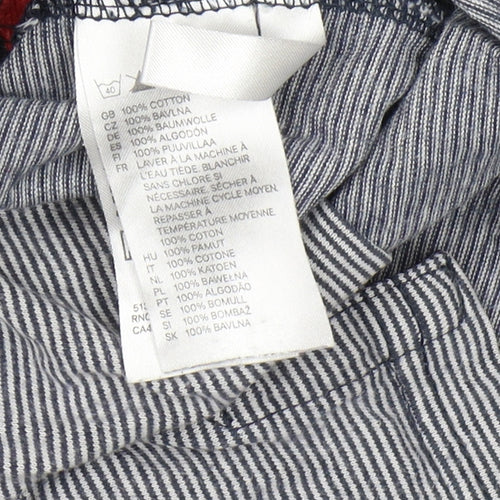 H&M Boys Grey Striped Polo T-Shirt 9-10 Years - Sports Logo