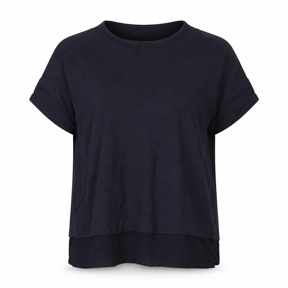 Front view of ESPRIT Women's Black L Basic Cotton T-Shirt