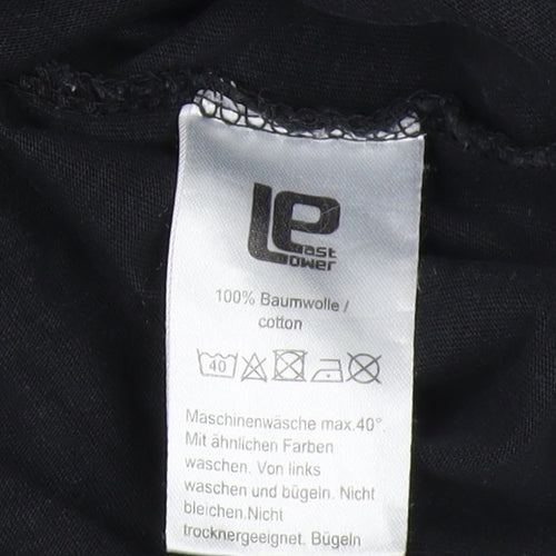 East Lower Men's Black Crew Neck T-Shirt, Size M