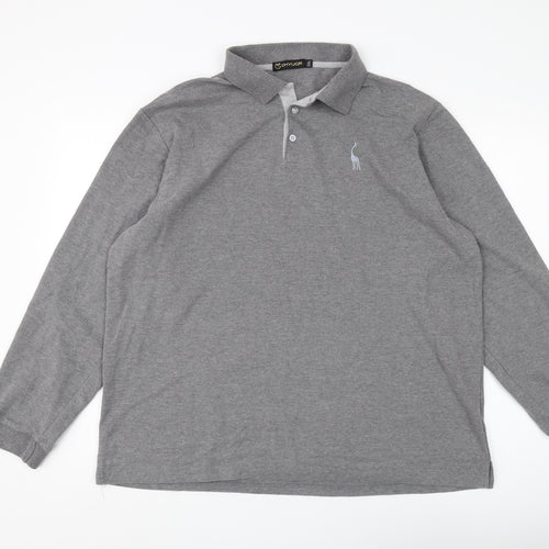 GHYUGR Men's Grey Long Sleeve Polo 2XL