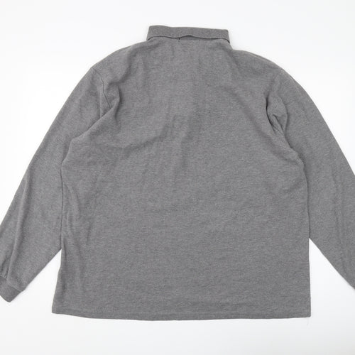 GHYUGR Men's Grey Long Sleeve Polo 2XL