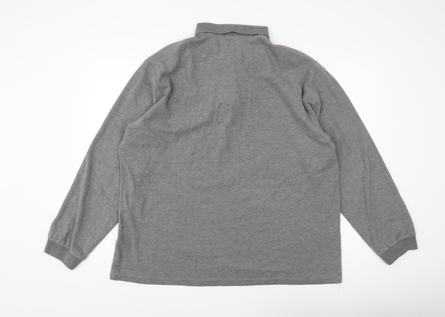 GHYUGR Men's Grey Long Sleeve Polo 2XL