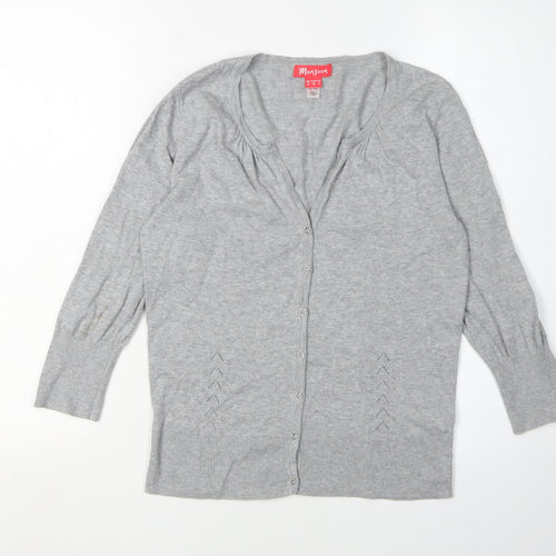 Monsoon Women's Grey V-Neck Cardigan Size 10