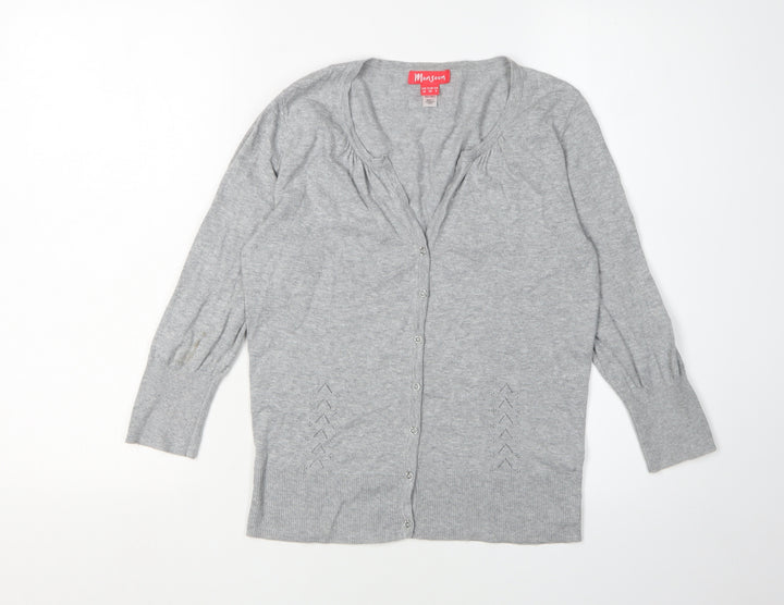 Monsoon Women's Grey V-Neck Cardigan Size 10