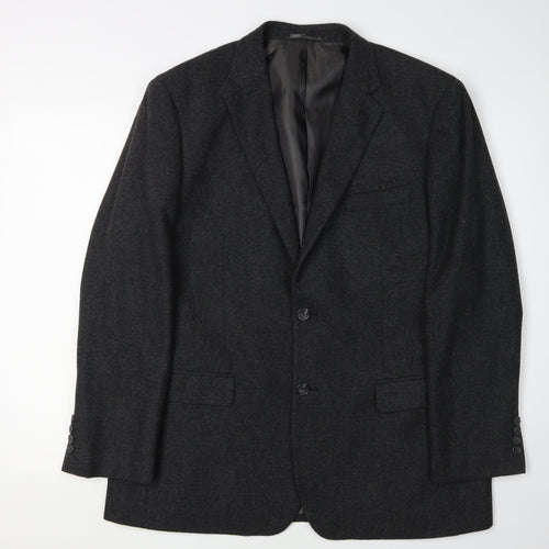 Greenwoods Men's Black Wool Blazer 42S Formal