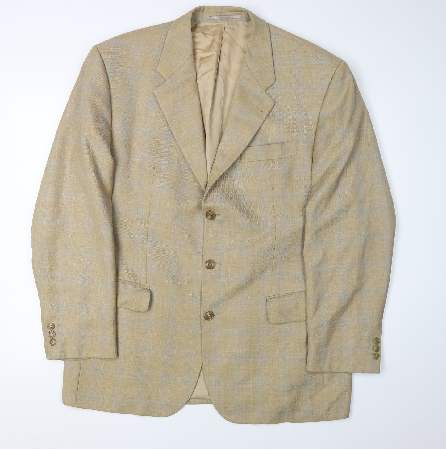 Baumler Men's Beige Blazer, Size 56, Check Pattern
