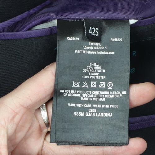 Ted Baker Men's Black Blazer, Size 42S, Wool Blend