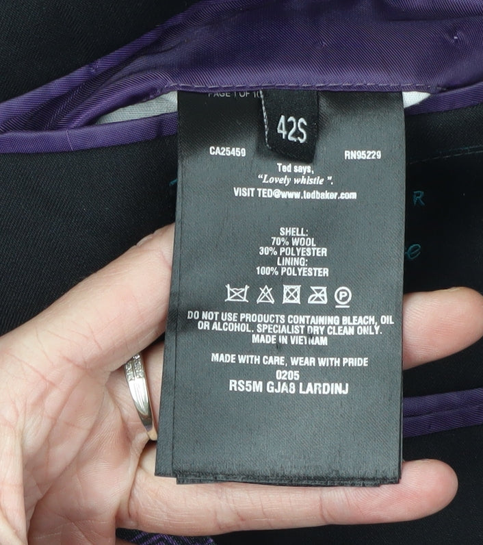 Ted Baker Men's Black Blazer, Size 42S, Wool Blend