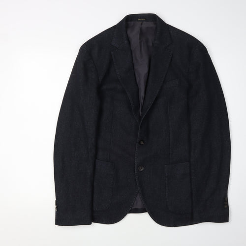 Massimo Dutti Men's Black Blazer Size 40R Notch Lapel