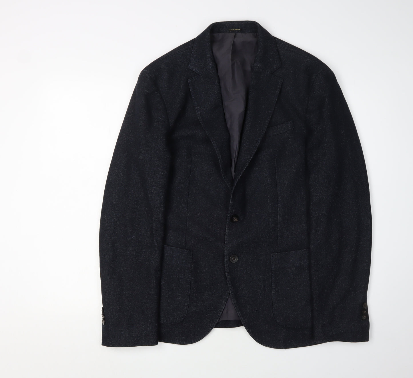 Massimo Dutti Men's Black Blazer Size 40R Notch Lapel