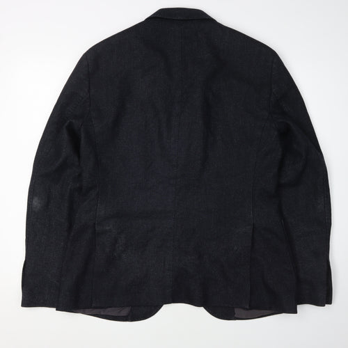 Massimo Dutti Men's Black Blazer Size 40R Notch Lapel