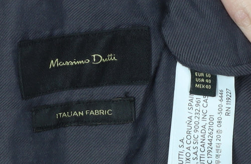 Massimo Dutti Men's Black Blazer Size 40R Notch Lapel