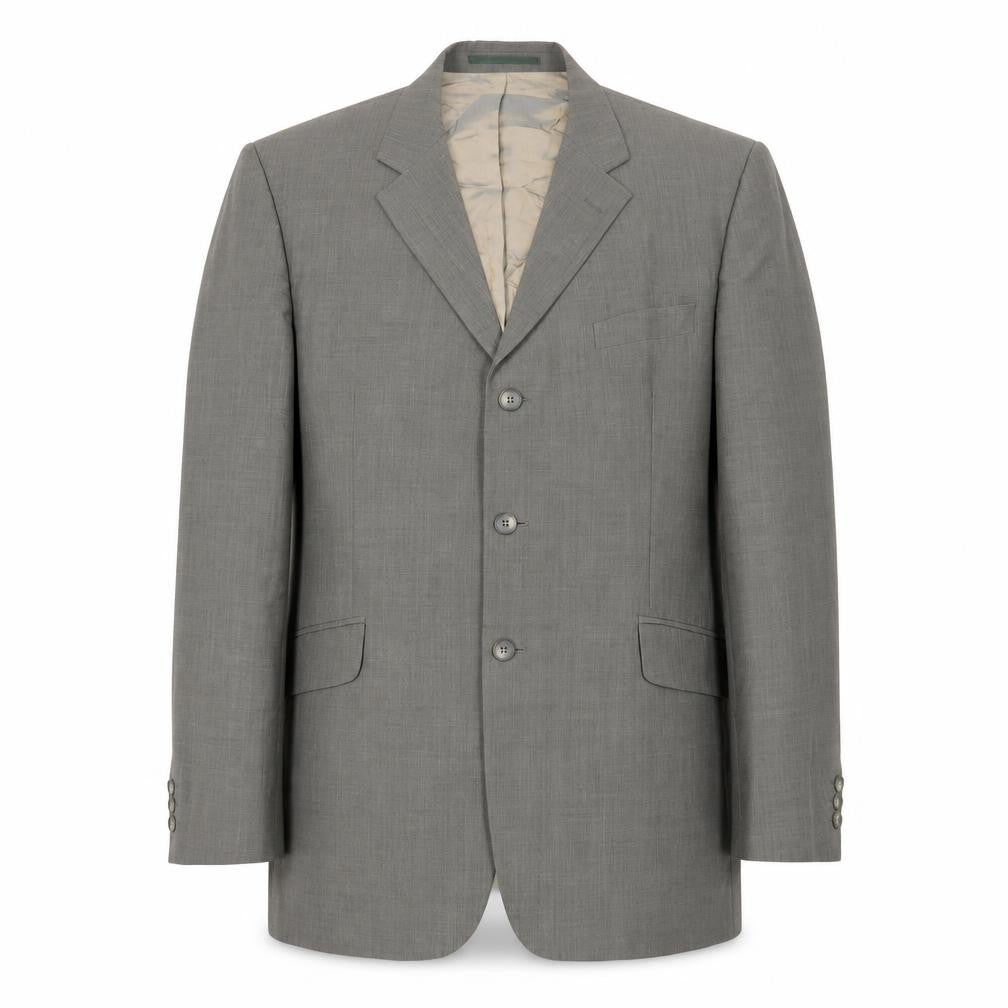 Front view of Karl Jackson Men's Grey Blazer, size 44, Formal Elegance