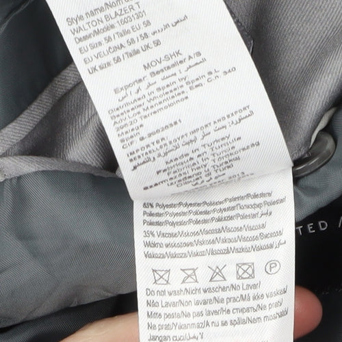 Selected Homme Men's Grey Blazer, 3XL, Single-Breasted