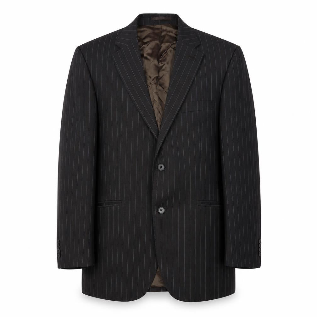 Front view of The Label Men's Brown Wool Blazer, size 40R, Classic Style
