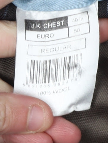 The Label Men's Brown Wool Blazer, Size 40R, Classic Style