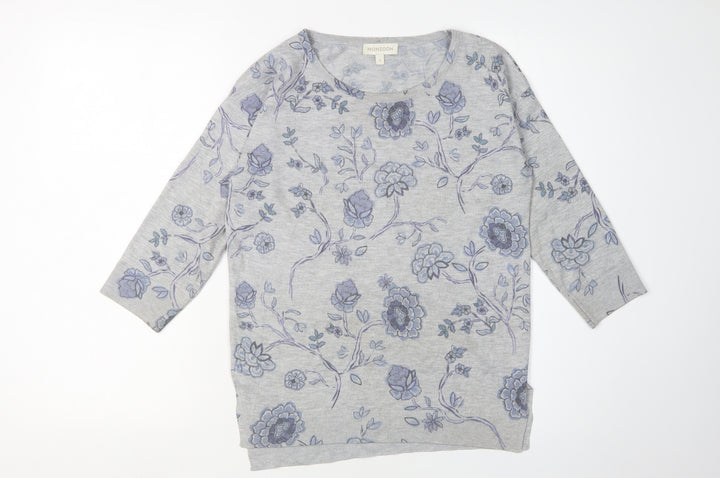 Monsoon Women's Grey Floral Pullover Jumper S